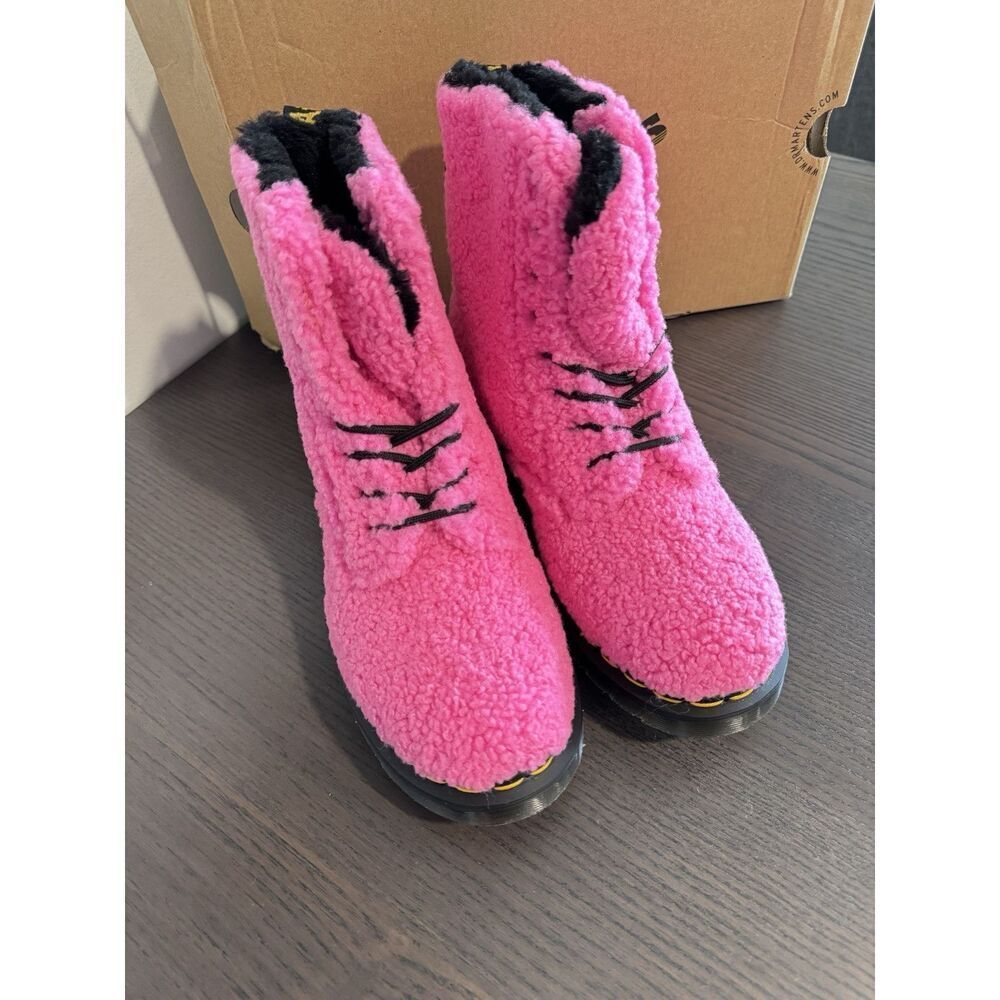 DR MARTENS 1460 PASCAL BOOTS WOMENS SIZE 8 CLASH PINK SHEARLING DOCS SHOES - Picture 6 of 6